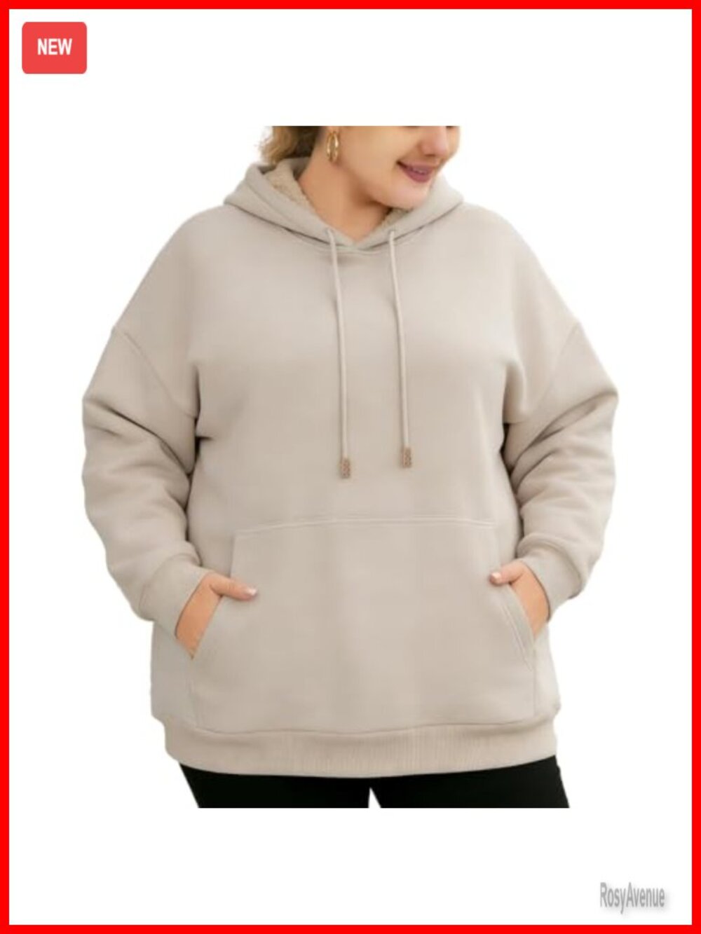 Fleece Sherpa Lined Hoodie Warm Pullover Sweatshirt Kangaroo Pocket